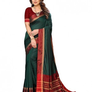 Women's Striped Pattern Cotton Silk Saree