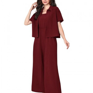 Women's Jumpsuit Co-ord Set | Soft Breathable Feel | Comfortable Fit with Easy Movement , Maroon