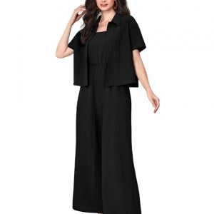 Women's Jumpsuit Co-ord Set | Soft Breathable Feel | Comfortable Fit with Easy Movement , Black