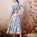 Stylum Women's Floral Printed Cotton Flared Dress blue