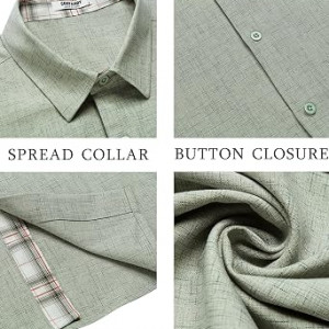 Men's Button Down Shirts Short Sleeve Casual Shirts Summer Beach Shirts , Green