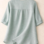 Womens Elegant Beige Floral Embroidered Tunic Top with Scalloped V Neck beige Peach