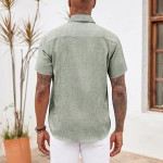 Men's Button Down Shirts Short Sleeve Casual Shirts Summer Beach Shirts , Green