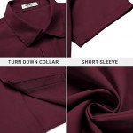 Men's Button Down Shirt Short Sleeve Dress Shirt Casual Beach Summer Wedding Shirt , Ligh